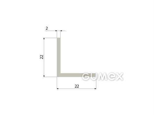 "L" Gummiprofil, 22x22/2mm, 50°ShA, EPDM, -40°C/+100°C, grau, 